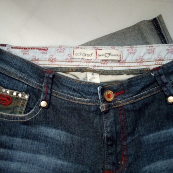 Echo Red capri Jeans with red and silver - Picture 2 of 5